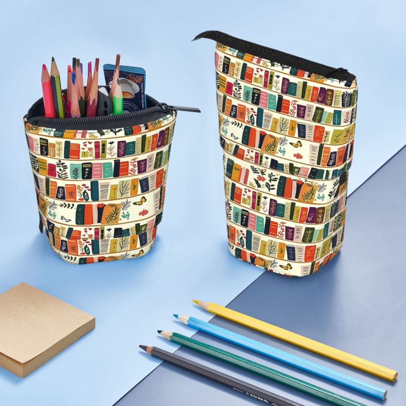 Pagewings Bookish Floral Pencil Holder Retractable Pencil Bag