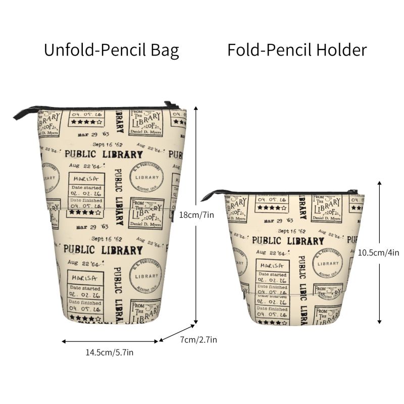 Pagewings Public Library Pencil Holder Retractable Pencil Bag