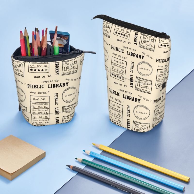 Pagewings Public Library Pencil Holder Retractable Pencil Bag