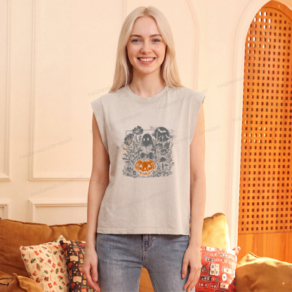Pagewings Halloween Fall Ghost Women's Washed Tank Top