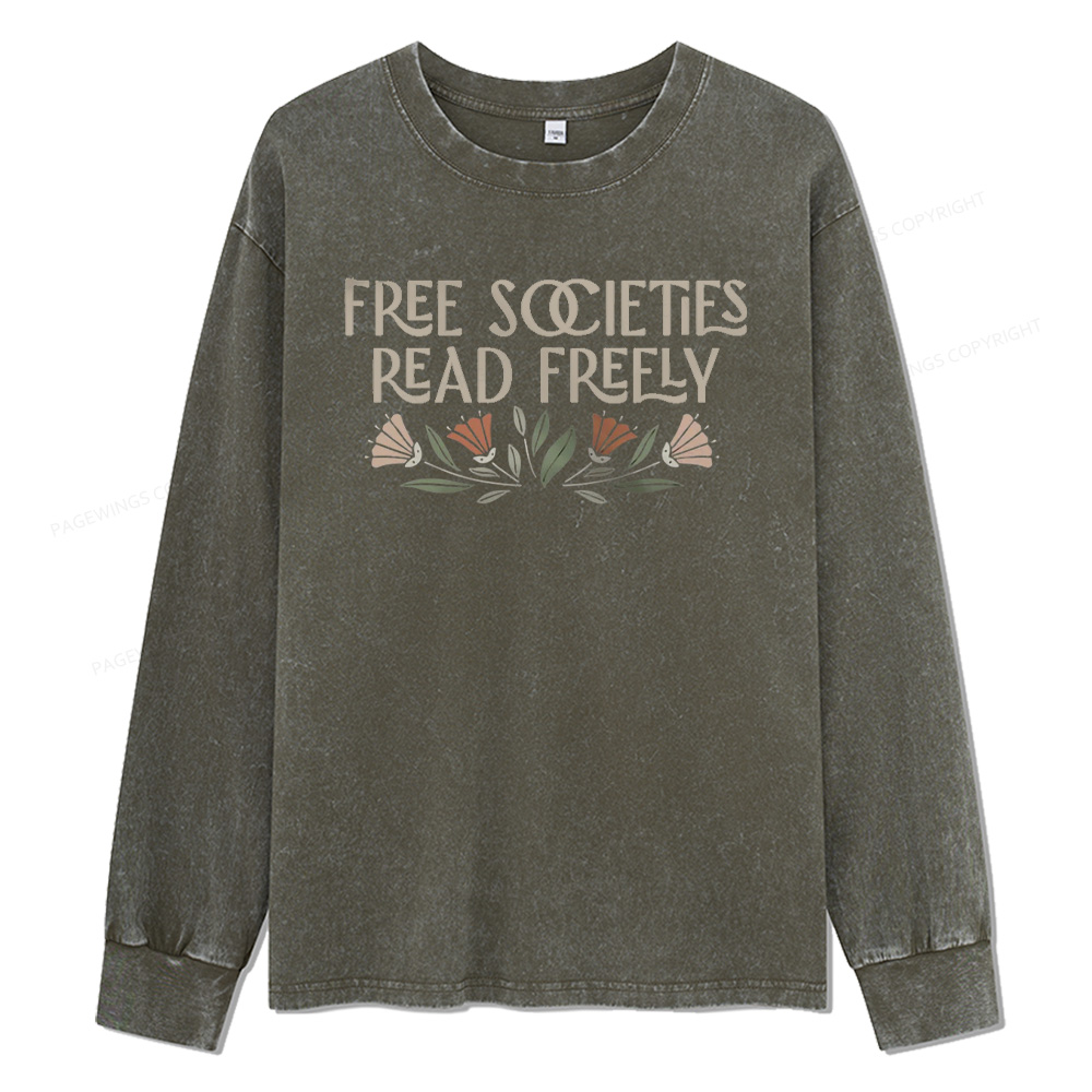 Pagewings Read Freely Unisex Washed Long Sleeve T-shirt