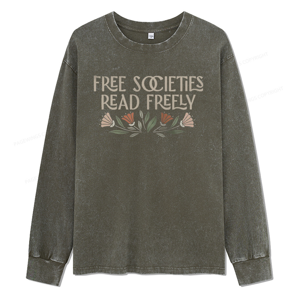 Pagewings Read Freely Unisex Washed Long Sleeve T-shirt