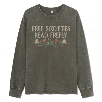 Pagewings Read Freely Unisex Washed Long Sleeve T-shirt