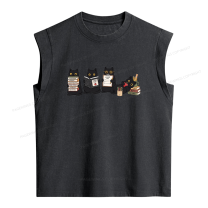 Pagewings Black Cat Teacher Women's Washed Tank Top