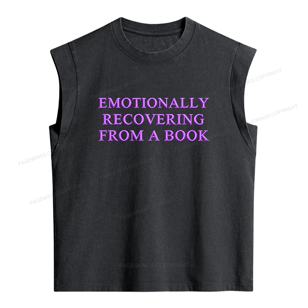 Pagewings Embroidered Emotionally Recovering From a Book Women's Washed Tank Top