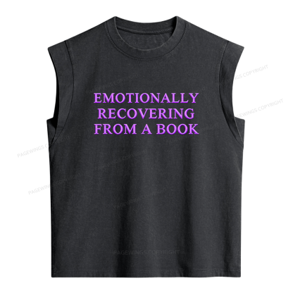 Pagewings Embroidered Emotionally Recovering From a Book Women's Washed Tank Top