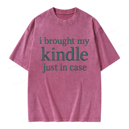 Pagewings Embroidered I Brought My Kindle Unisex Washed T-shirt