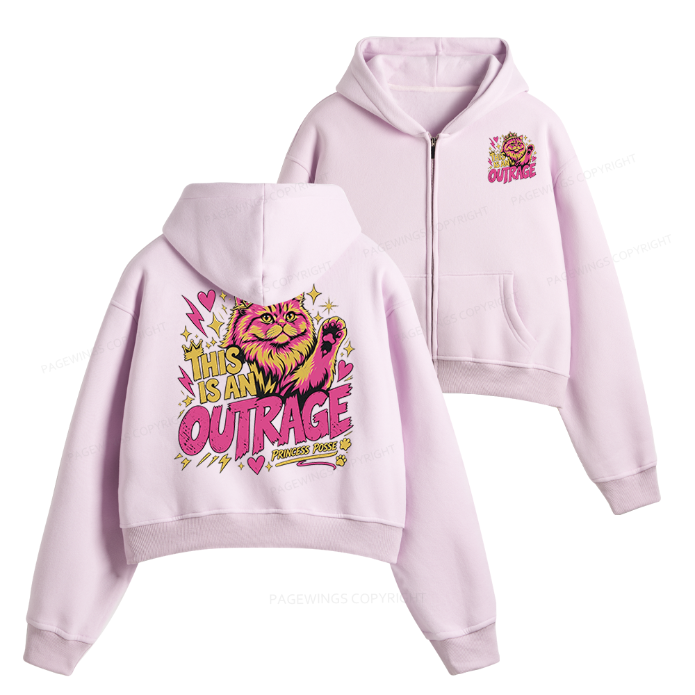 Pagewings This Is An Outrage Fleece Zip-Up Hoodie