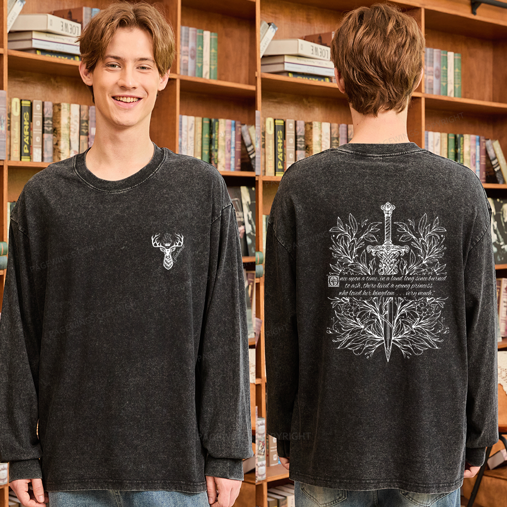 Pagewings Fireheart Unisex Washed Long Sleeve T-shirt