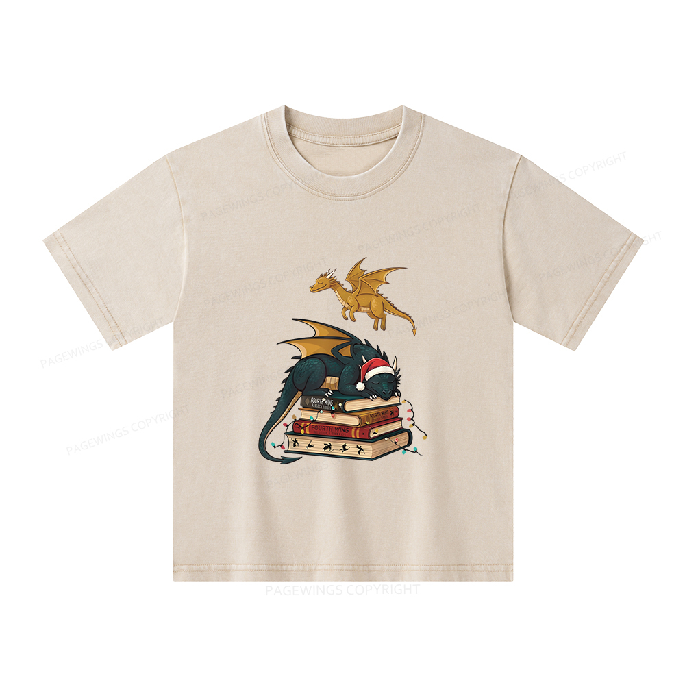 Pagewings Dragons Christmas Unisex Kids Washed T-shirt
