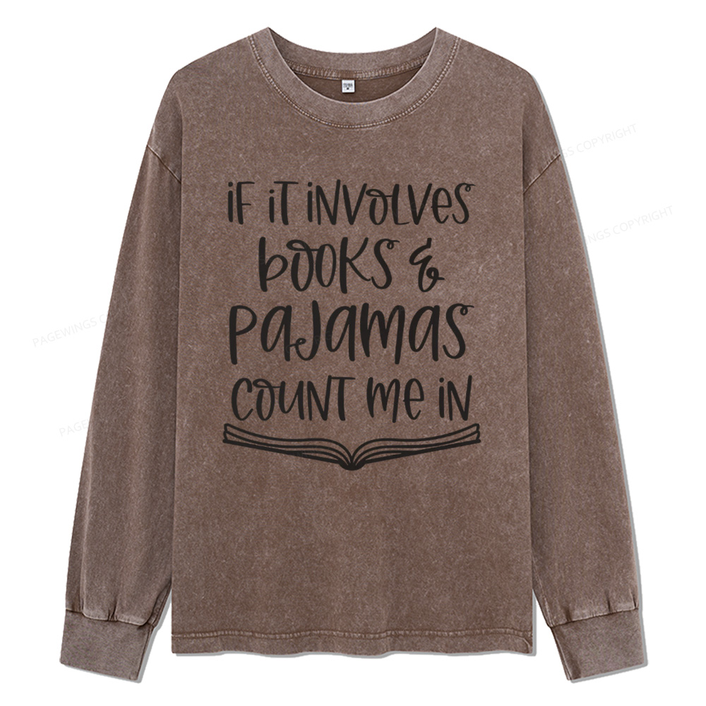 Pagewings  Books And Pajamas Unisex Washed Long Sleeve T-shirt