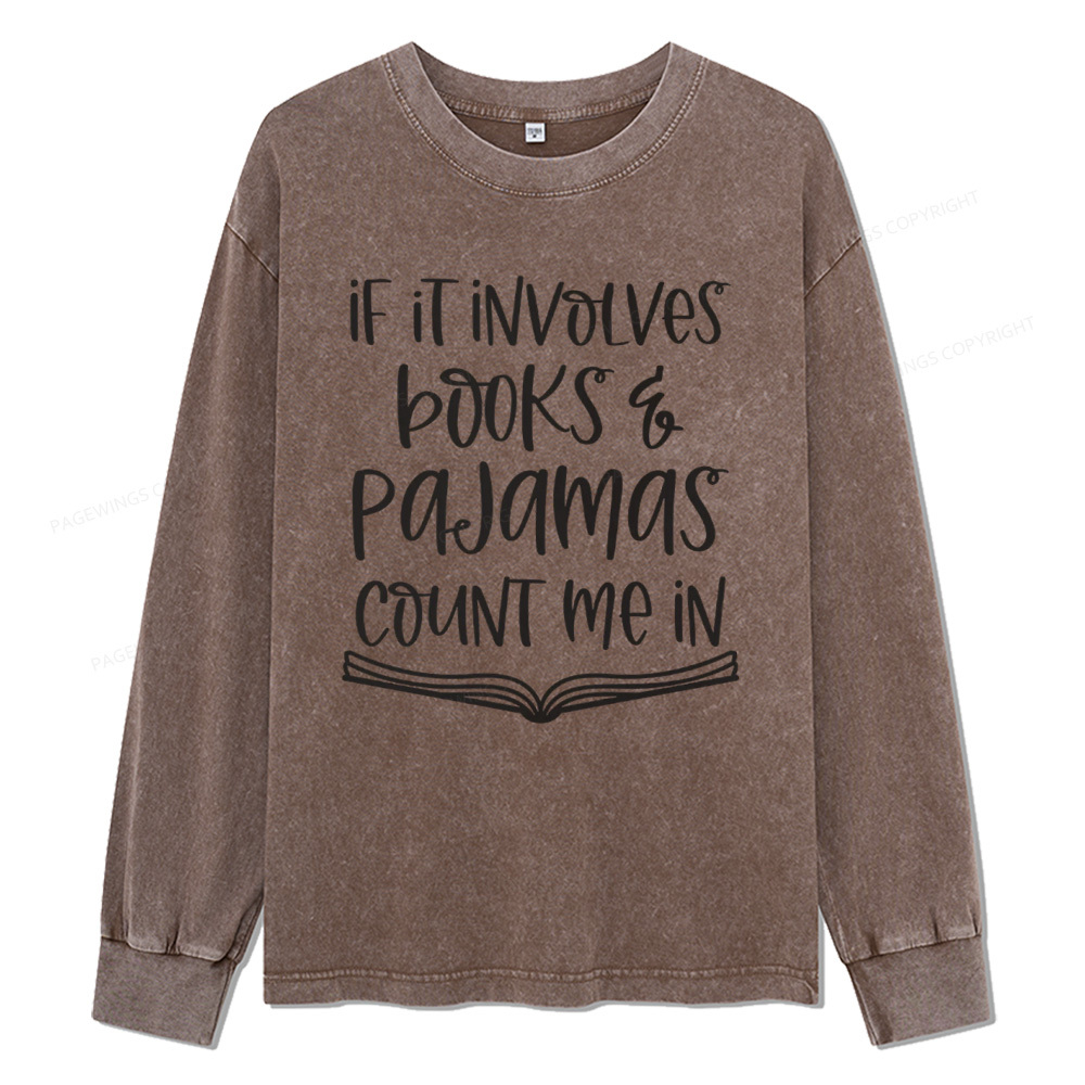 Pagewings  Books And Pajamas Unisex Washed Long Sleeve T-shirt