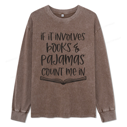 Pagewings  Books And Pajamas Unisex Washed Long Sleeve T-shirt