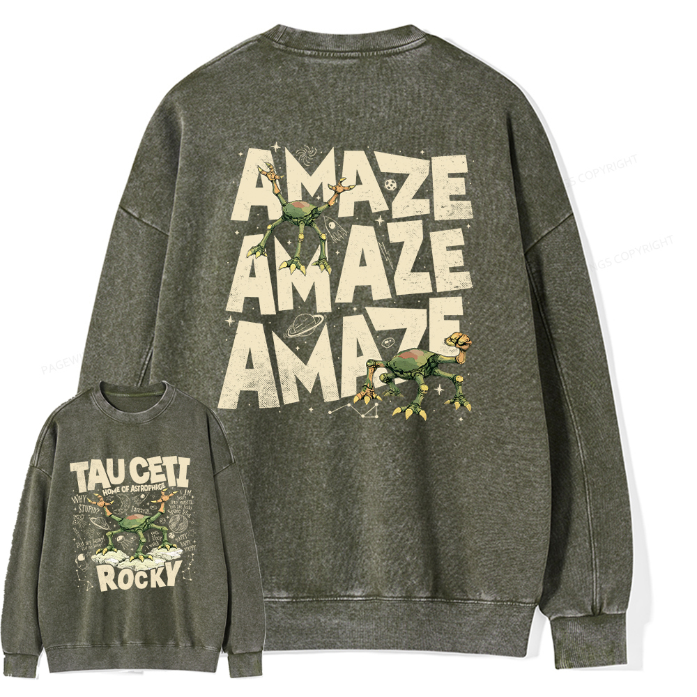Pagewings Rocky Tau Ceti Home of Astrophage Unisex Washed Sweatshirt