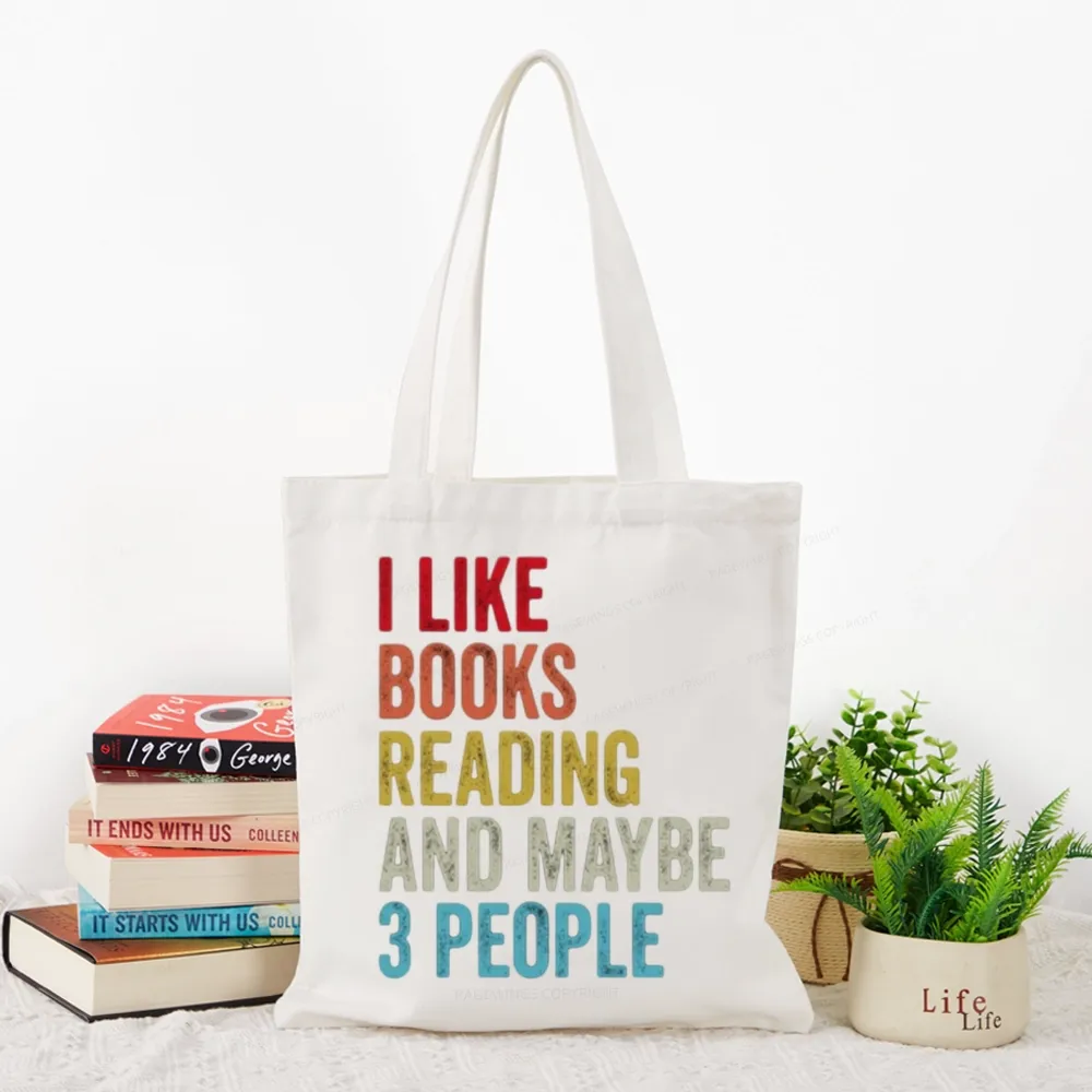 Pagewings I Like Books Reading And Maybe Three People Tote Bag