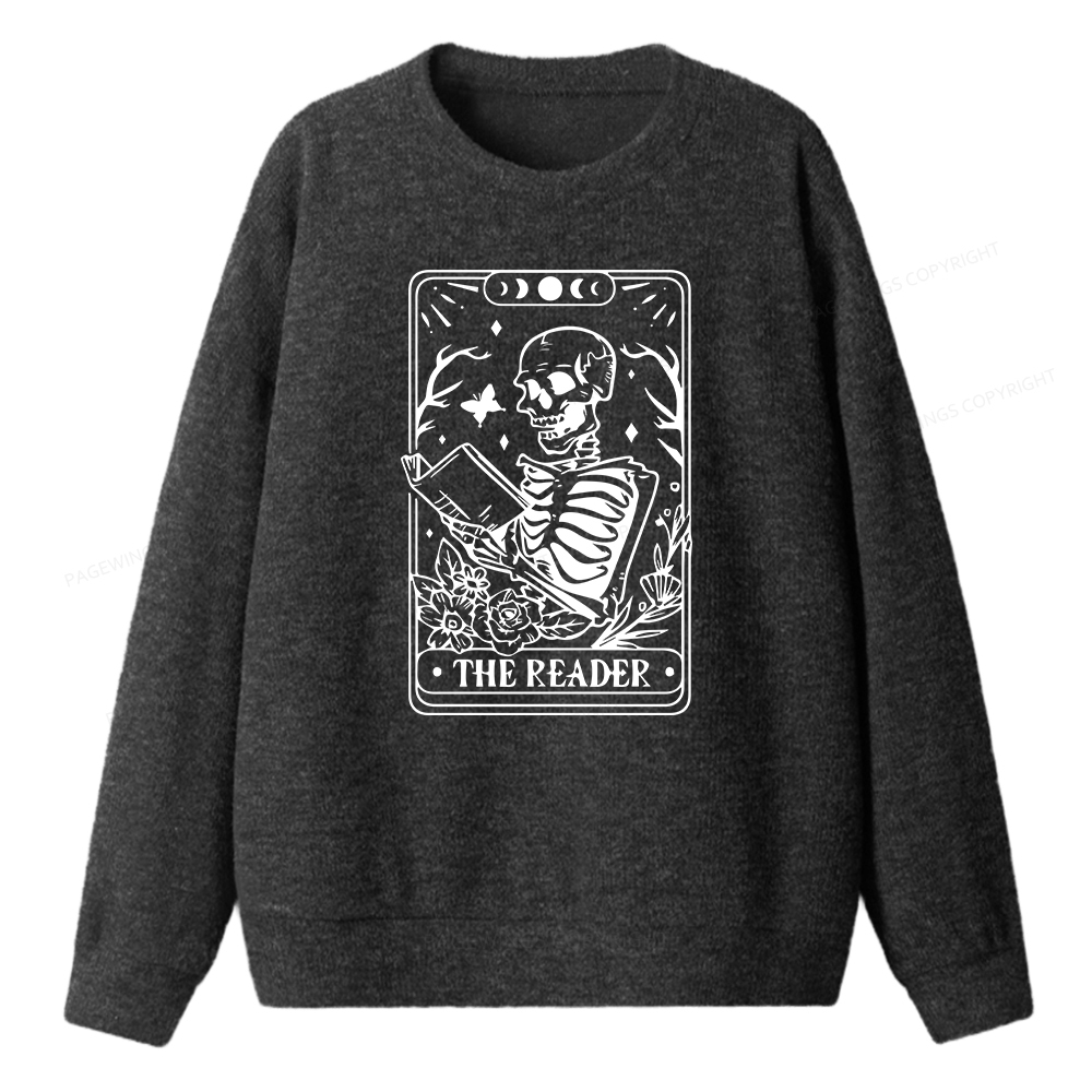 Pagewings Halloween The Reader Tarot Card Unisex Knit Sweatshirt