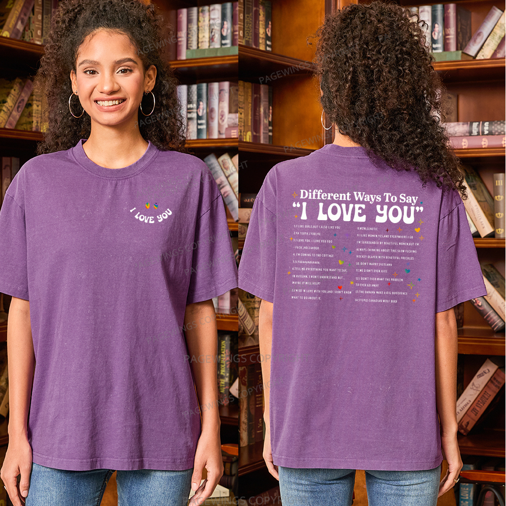 Pagewings I Love You In Book Quote Unisex Washed T-shirt