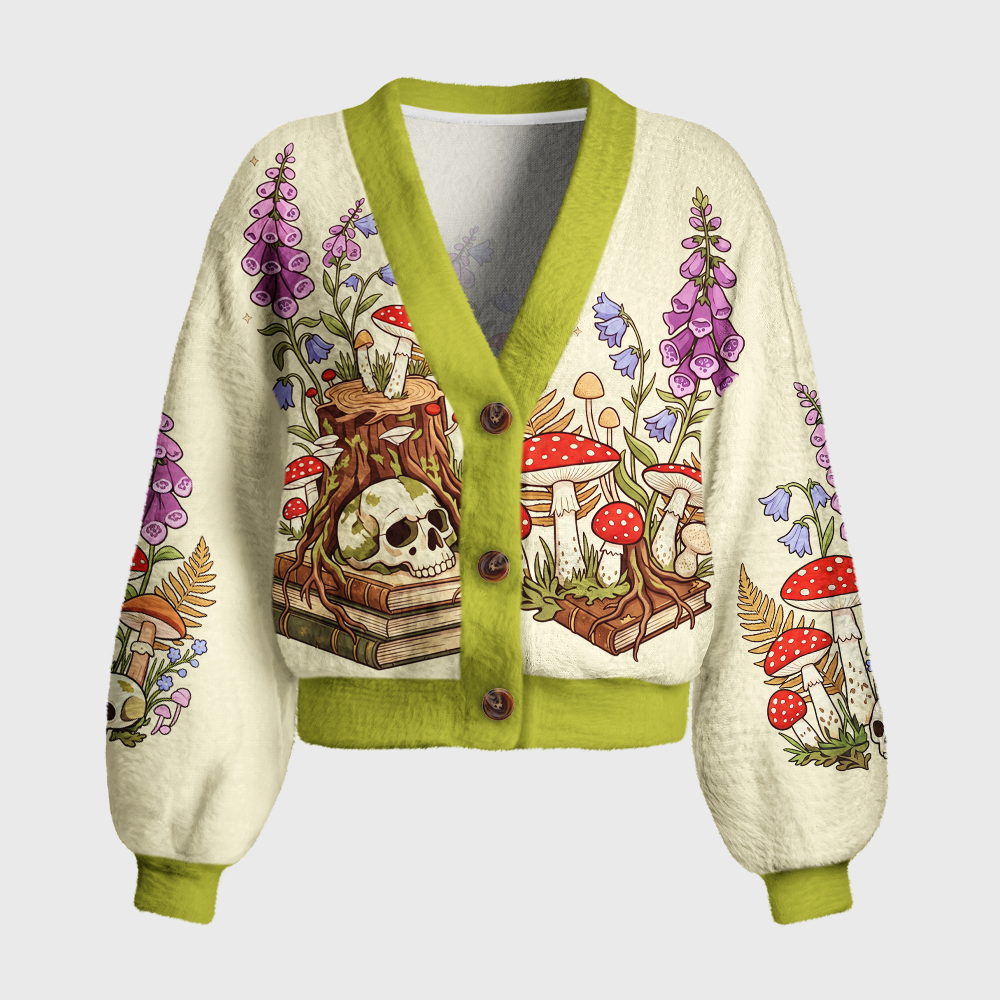 Pagewings Skull Reader Women's Cardigan Sweater
