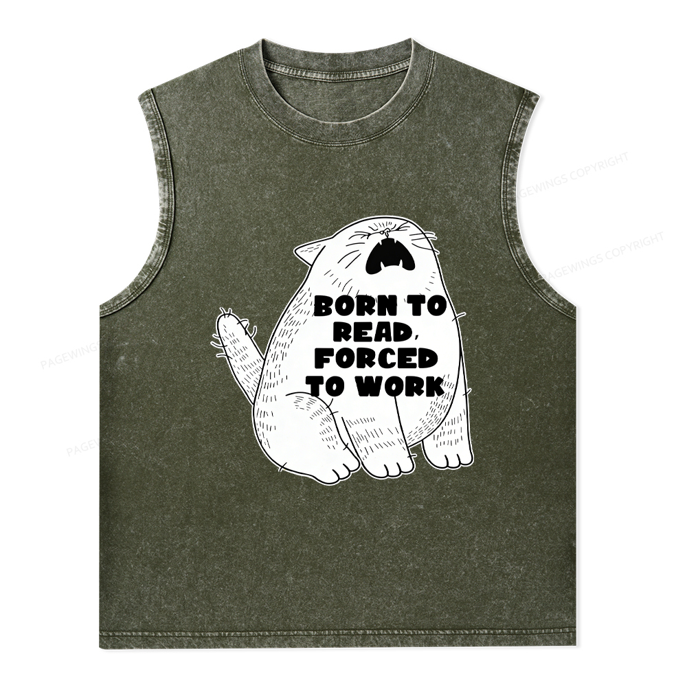 Pagewings Born To Read Forced To Work Unisex Washed Tank Top