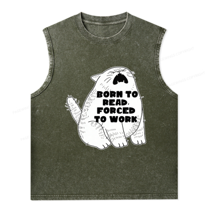 Pagewings Born To Read Forced To Work Unisex Washed Tank Top