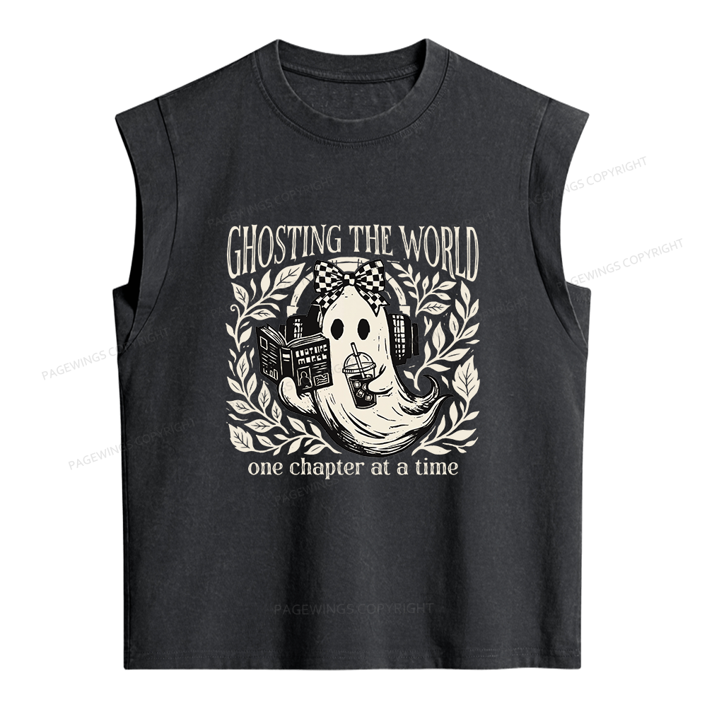 Pagewings Ghost Reading Women's Washed Tank Top