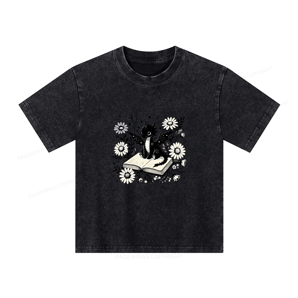 Pagewings Bookworm Dragon Unisex Kids Washed T-shirt