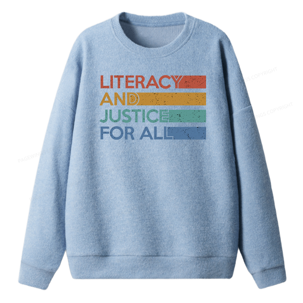 Pagewings Literacy and Justice For All Unisex Knit Sweatshirt