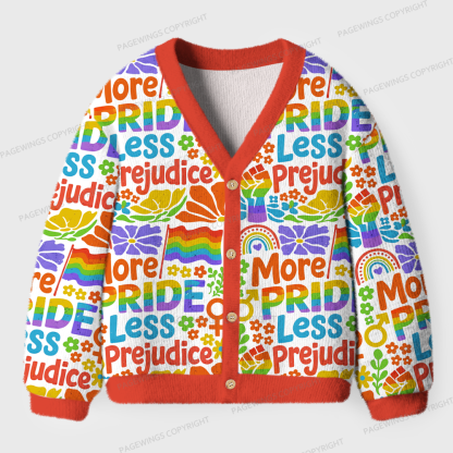 Pagewings More Pride Less Prejudice Rainbow Light Knit Unisex Cardigan Sweaters