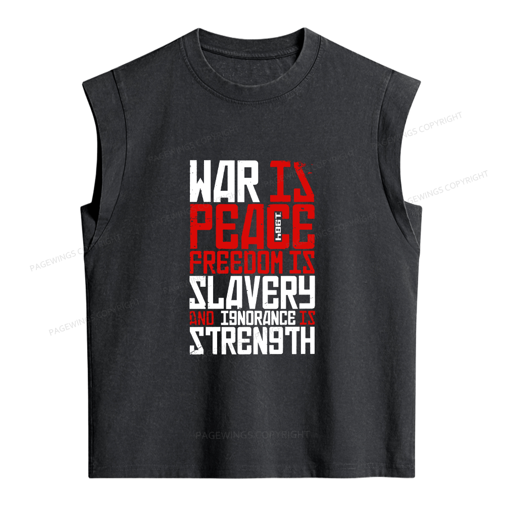 Pagewings War Is Peace Freedom Is Slavery Women's Washed Tank Top