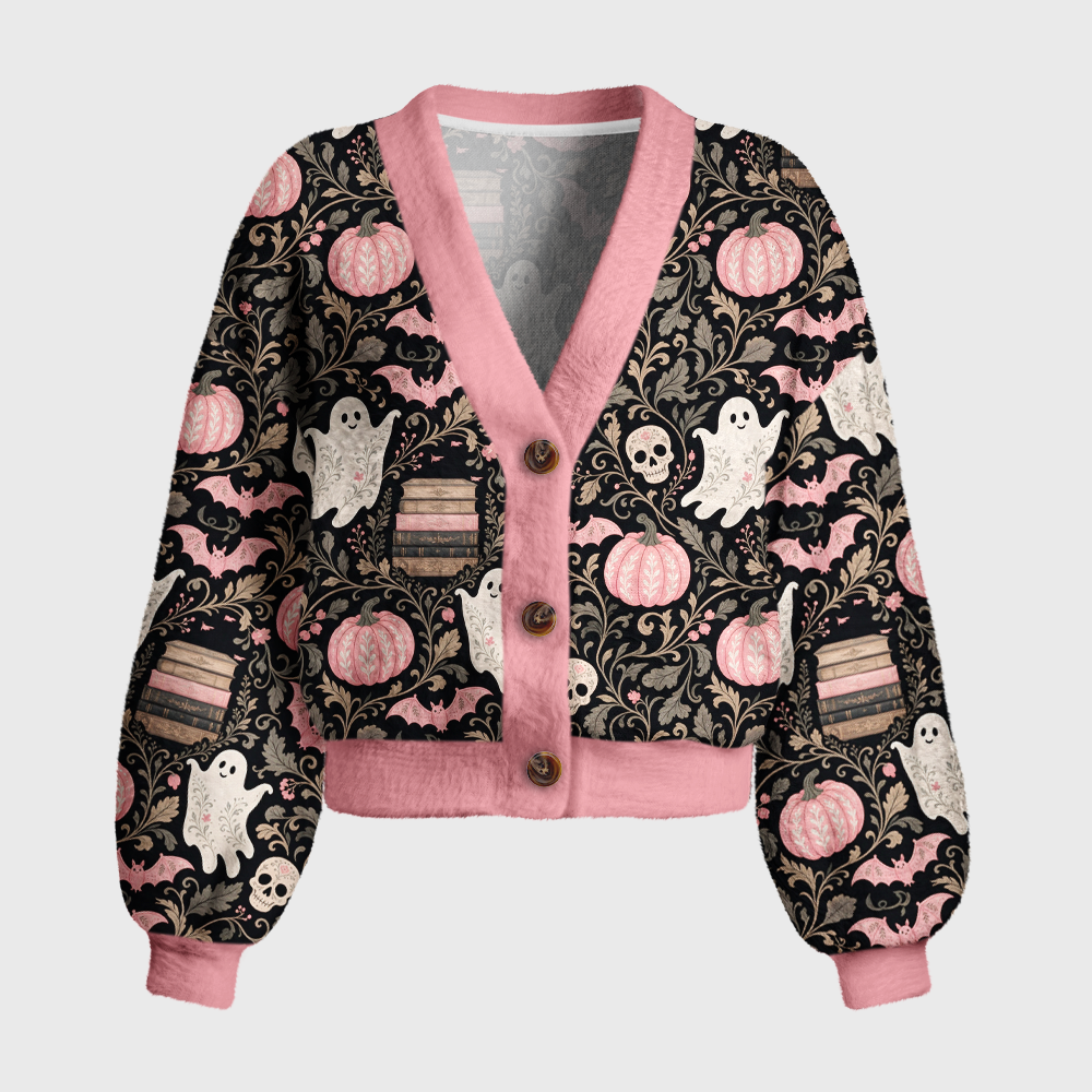 Pagewings Halloween Bookish Women's Cardigan Sweater
