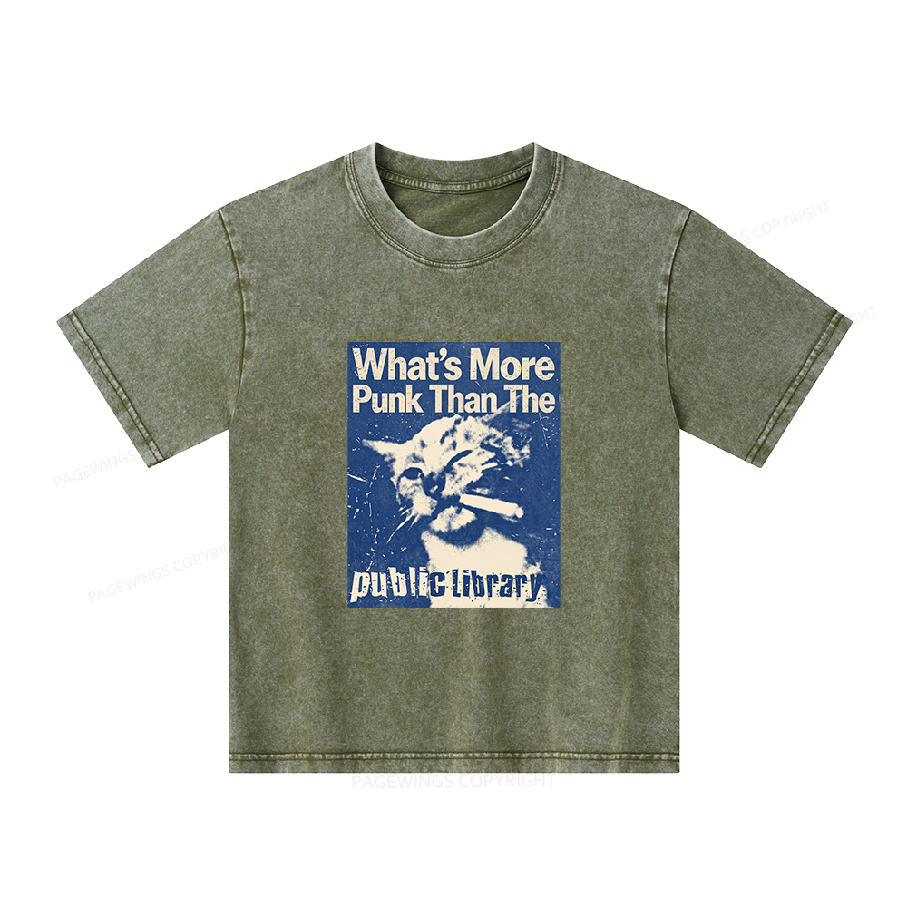 Pagewings What's More Punk Than The Public Library Unisex Kids Washed T-shirt