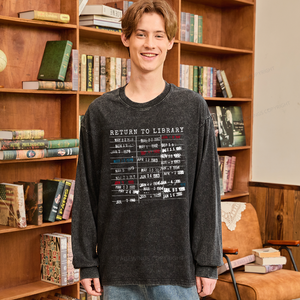 Pagewings Return To Library Unisex Washed Long Sleeve T-shirt
