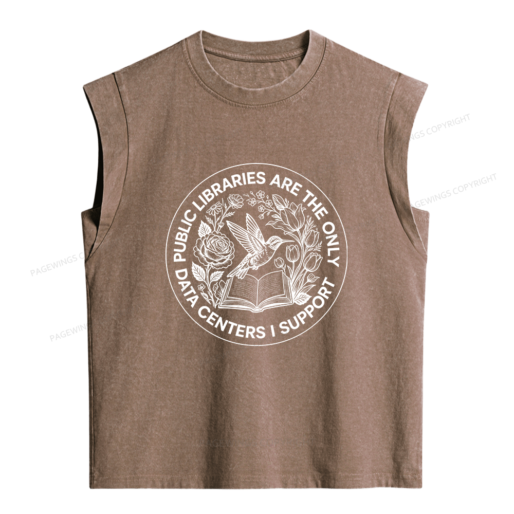 Pagewing Public Libraries I Support Women's Washed Tank Top