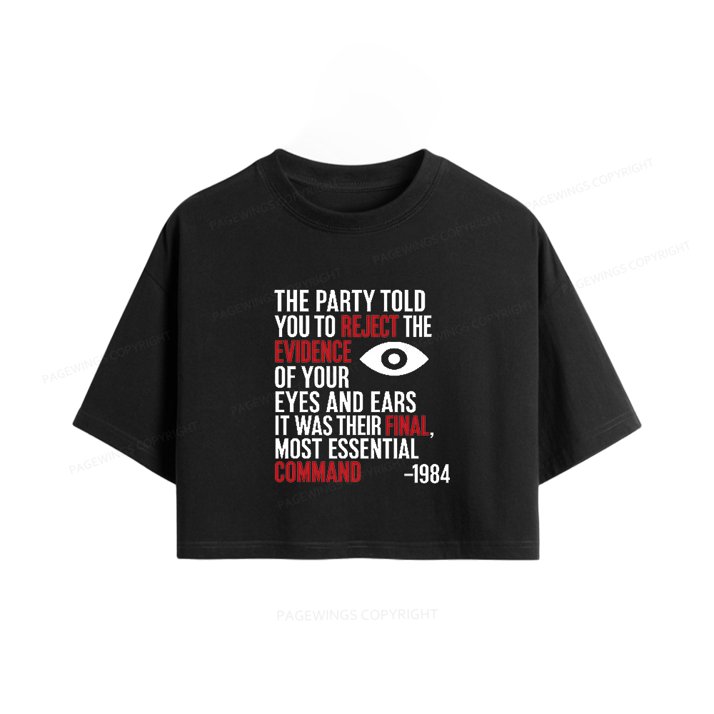 Pagewings Dystopia Quote Women Crop Tops