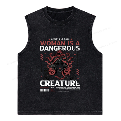 Pagewings A Well-Read Woman is A Dangerous Creature Unisex Washed Tank Top