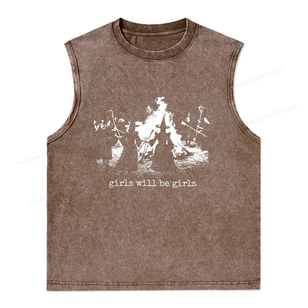Pagewings Girls Will Be Girls Unisex Washed Tank Top