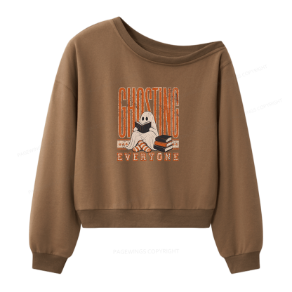 Pagewings Halloween Ghosts Women Off Shoulder Sweatshirt