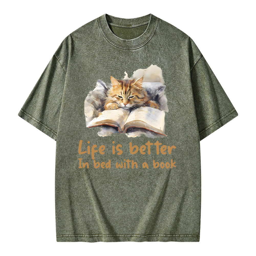 Pagewings Life Is Better In Bed png Unisex Washed T-shirt
