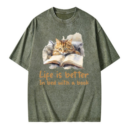 Pagewings Life Is Better In Bed png Unisex Washed T-shirt