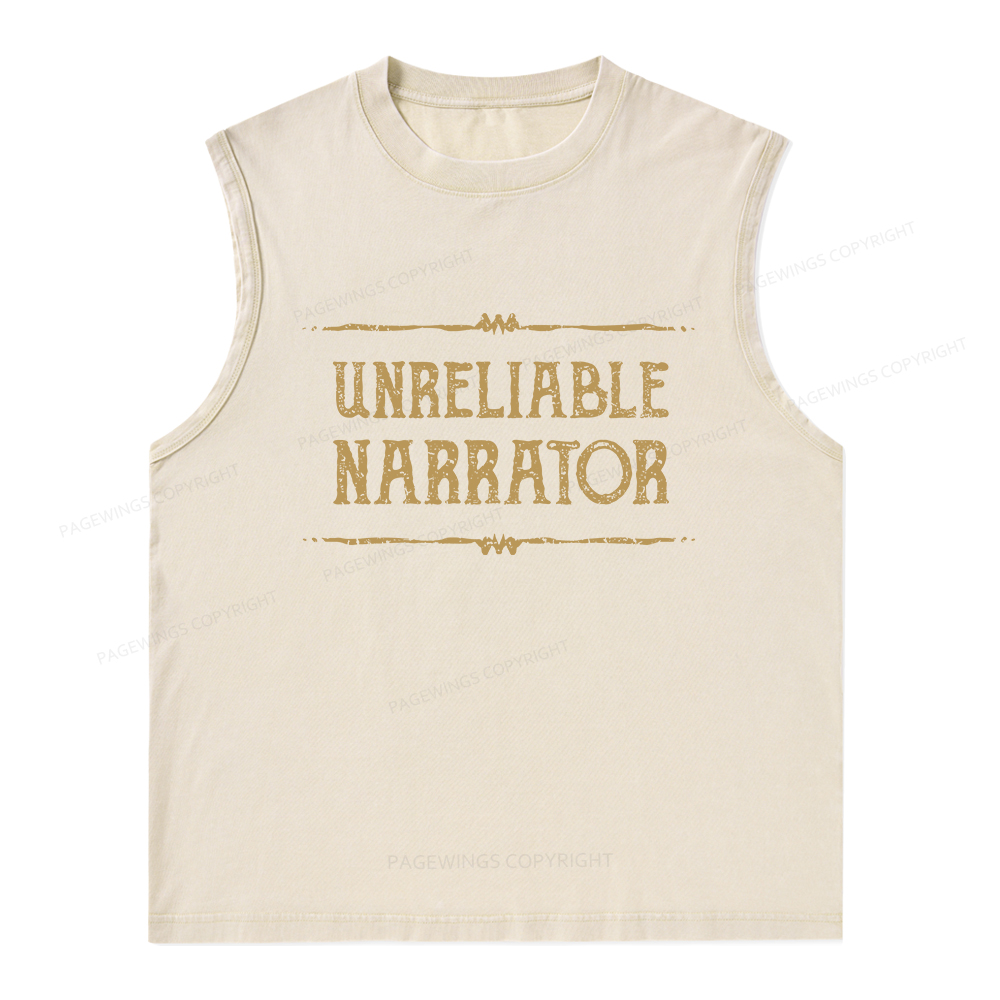 Pagewings Unreliable Narrator Unisex Washed Tank Top
