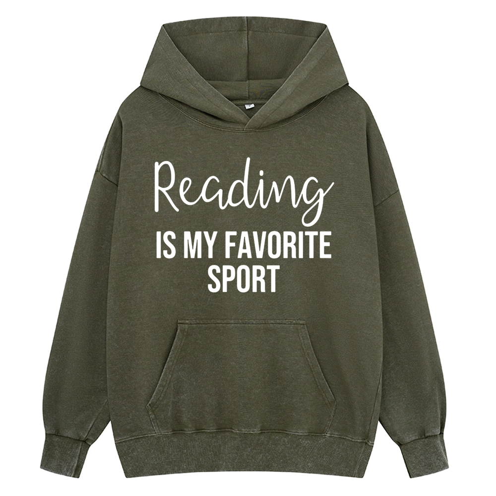 Pagewings Reading is My Favourite Sport Unisex Washed Hoodie