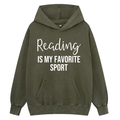 Pagewings Reading is My Favourite Sport Unisex Washed Hoodie