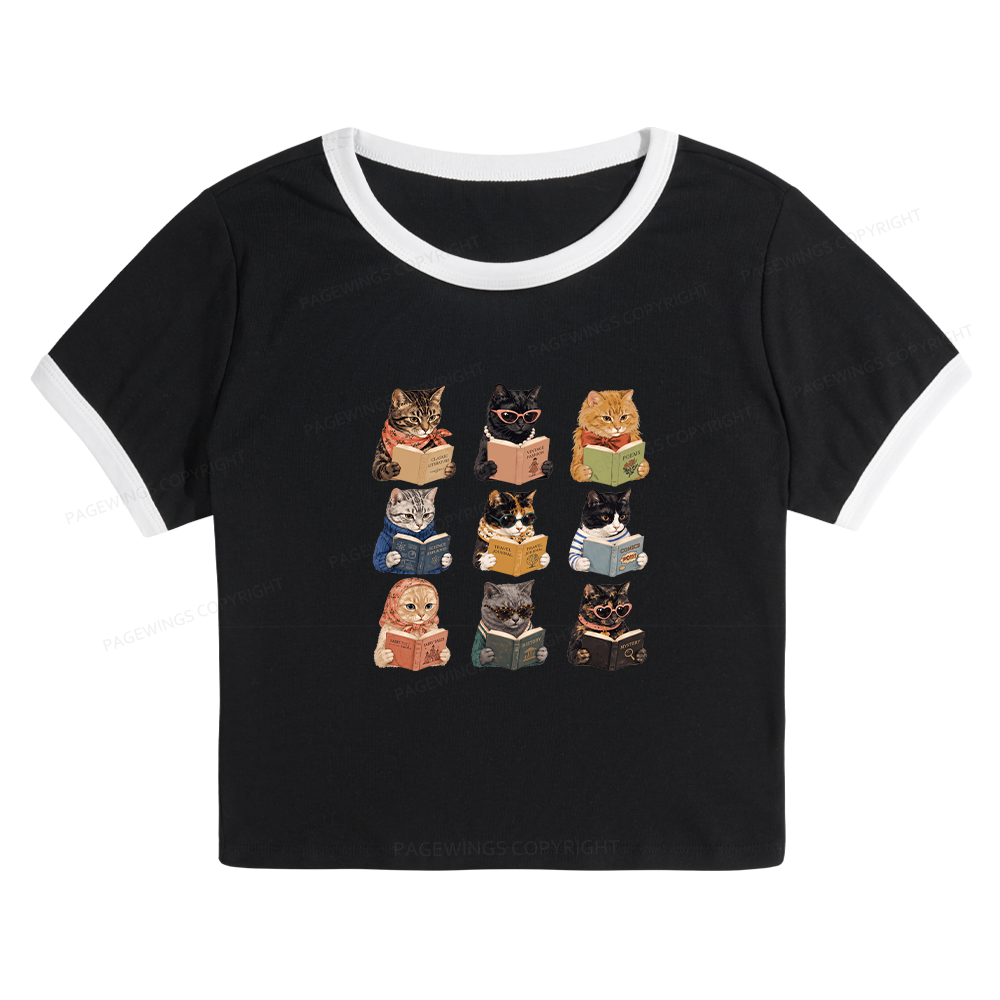 Pagewings Fashion Book Lover Baby Tee Cropped Ringer T-Shirt