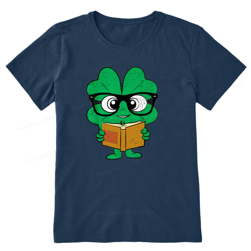 Pagewing Shamrock Reading Books St Patricks Day Unisex Classic T-shirt