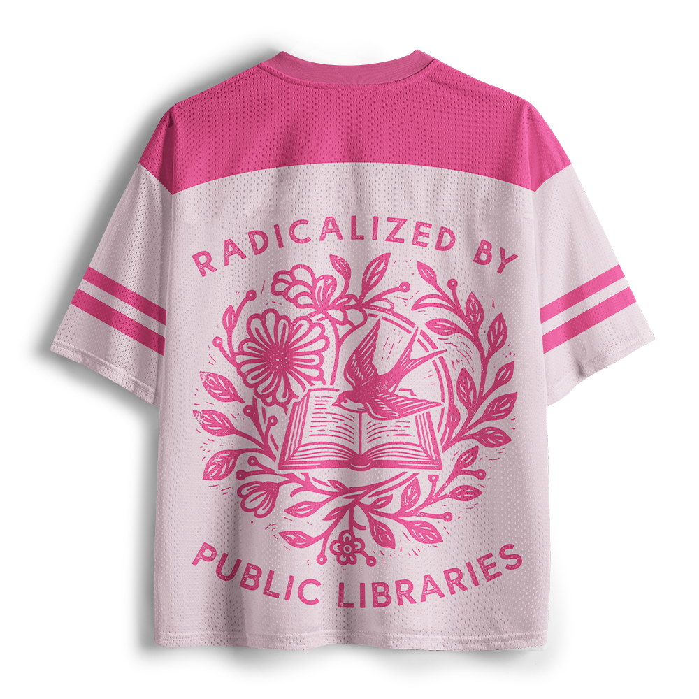 Pagewings Radicalized By Public Libraries Unisex Mesh Jersey