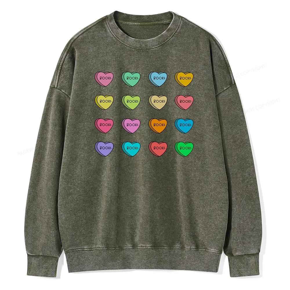 Pagewings Valentine's Day Librarian Unisex Washed Sweatshirt