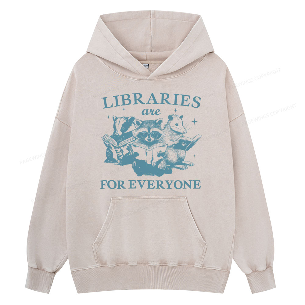 Pagewings Libraries Are For Everyone Unisex Washed Hoodie