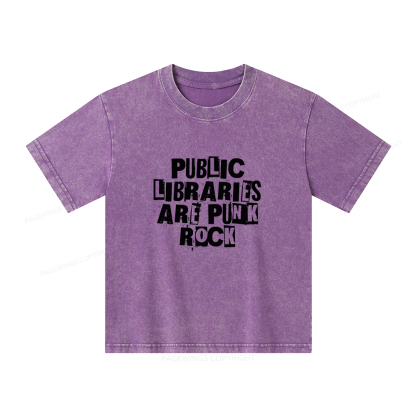 Pagewings Public Libraries Are Punk Rock Unisex Kids Washed T-shirt