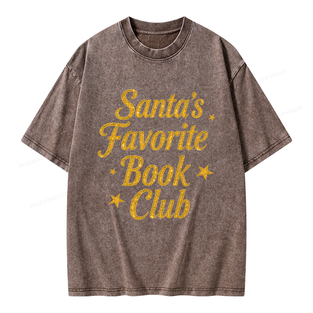Pagewings Santa's Favorite Book Club Unisex Washed T-shirt
