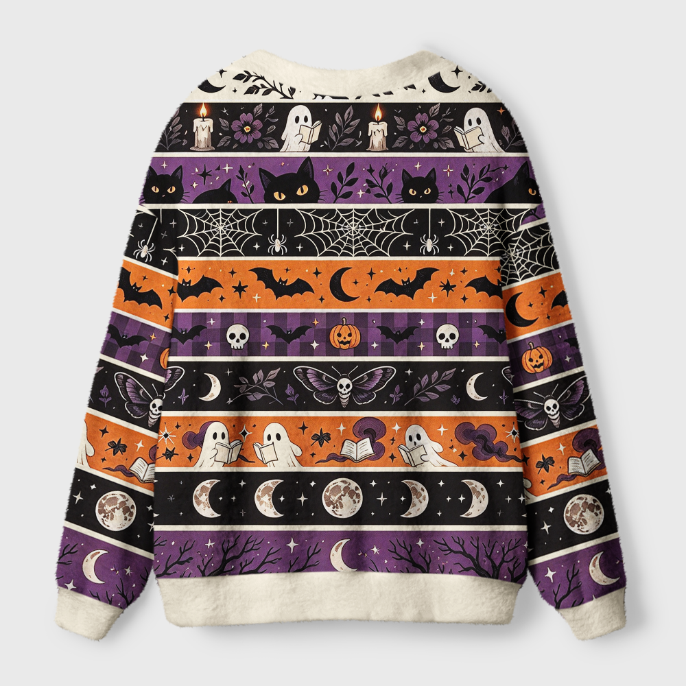Pagewings Ghosts Love Reading Light Knit Unisex Cardigan Sweaters